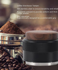 Top Tier 51Mm Black Coffee Distributor And Espresso Tamper For Baristas Stainless Steel Tool on ground coffee.