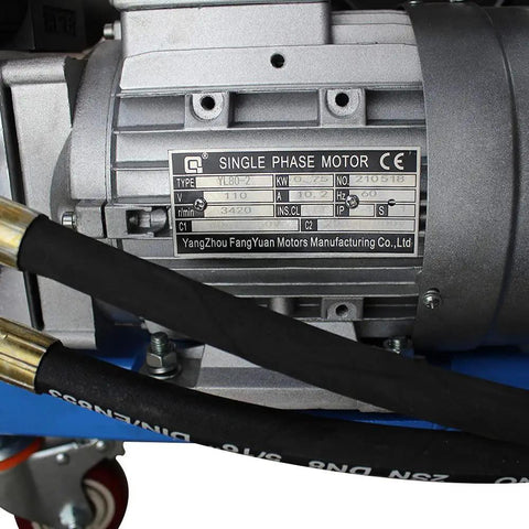Tough As Nails 10 Ton Electric Hydraulic Pipe Tube Bender motor detail showing single phase motor specifications and wiring.