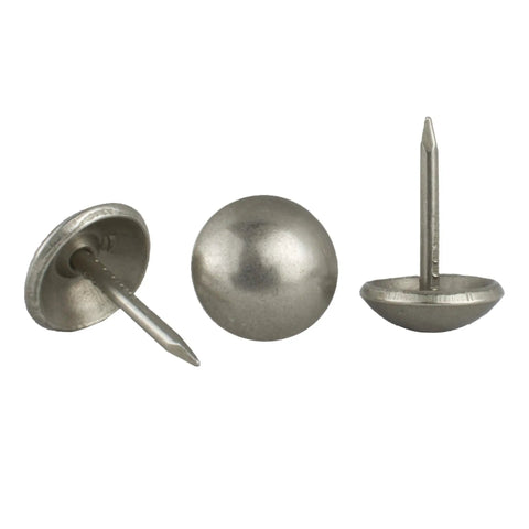 Level Up Your Furniture Setup With These Top Notch Vintage Upholstery Nails In A Clean Pewter Finish 100 Pack Of Dependable Decorative Tacks For No Sweat Diy Projects And Fresh Room Vibes, showing three pewter upholstery tacks.