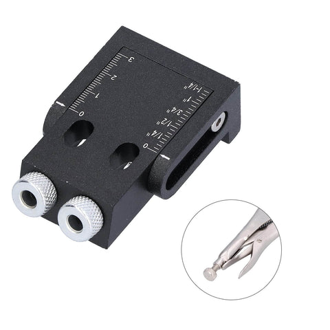Pro Grade Pocket Hole Jig Kit With 15 Degree Drill Angle, Aluminum Alloy Oblique Hole Locator, Three Drill Guides close-up view.