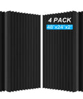 4 Pack Heavy Duty Acoustic Foam Panels 48 By 24 By 2 Inches Sound Proof Wall Tiles in black, showcasing sound absorbing design.