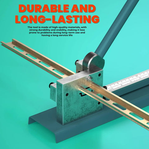 Din Rail Cutter Dual Groove Tool for slotted steel aluminum iron and PVC guides with 50cm ruler sliding baffle, manual use.