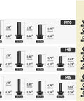 Detailed sizes of Beefy 830 Piece Carbon Steel Hex Flange Bolts Kit For Furniture, Corrosion Resistant Coated Hardware With Metric Sizes