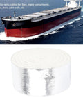 Heavy Duty Heatproof Aluminum Foil Fiberglass Pipe Insulation Tape With Strong Adhesive For Pipes Wires Auto Parts And Home Repair 3.94 in x 0.47 in x 10.82 ft roll on white background