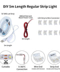 5V DIY LED Strip Light Kit For 3D Printer Projects, 5 Meter Flexible Waterproof Cold White LED Strips, connectors and adapter