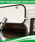 Two Pack Stainless Steel RV Door Clips Latch Holders for Travel Trailers Camper Vans and Motor Homes installed on RV