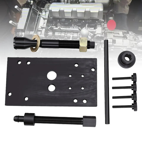 The Real Deal Engine Inner Camshaft Bearing Tool Kit That Lets You Bang It Out With Style Includes Support Plate Puller Round Rod Pin Installation Screw And Full Hardware Set For Sure Thing Repair Jobs Guaranteed. black steel camshaft bearing install kit with support plate and puller