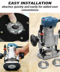Plug And Play Swap Template Guide Adapter Compatible With Makita Router Base Replaces 321492 3 For 3612B 3620 Models, showing installation process.