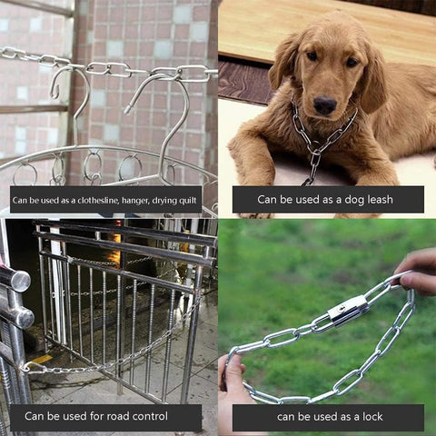Stainless Steel Chain 2.5mm 3M Grab And Go Light Duty Utility Chain used for clothesline, dog leash, lock, and road control.