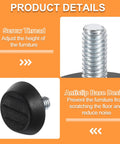 Heavy Duty M6 Adjustable Furniture Feet Levelers Zinc Plated Carbon Steel Screw In Glides Anti Slip Pads Replacement For Table And Chair Legs showing screw thread and antislip base design.