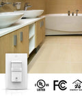 Bathroom setting with ten pack occupancy motion sensor light switch for no fuss hands free lighting pir infrared wall switch, UL listed