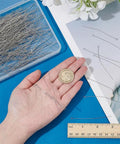 500Pcs 304 Stainless Steel Eye Pins 2.7 Inch Head Pins 24 Gauge Jewelry Findings With 3mm Heads And 3mm Eye Holes, Durable Craft Pins In Clear Storage Box, with ruler and hand