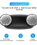 Six Pack Round LED Emergency Light With Battery Backup Black Dual Adjustable Heads UL Certified Exit Sign display