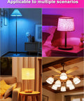 Lit Color Changing LED Light Bulbs 70W Equivalent A19 Base, RGBW Dimmable in various lamp settings