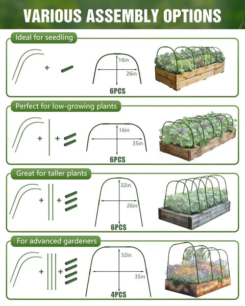 All In One Garden Netting Kit With Six Raised Bed Hoops, 10x30 Ft 60 Mesh Insect Netting, Bird And Cicada Shield For Greenhouses, Trees, And Veggie Plots, Includes 18 Clips And 12 Tubes