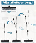 Heavy Duty Push Broom With Adjustable Stainless Handle And Tough Bristles Built For Sweeping Decks Garages And Driveways, 11.81 inch wide.