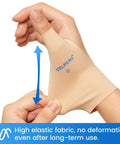 Elastic Thumb And Wrist Support Brace Pack Of 2 Splashproof Compression Sleeve for Arthritis Pain Tendonitis Sprains shown in use.