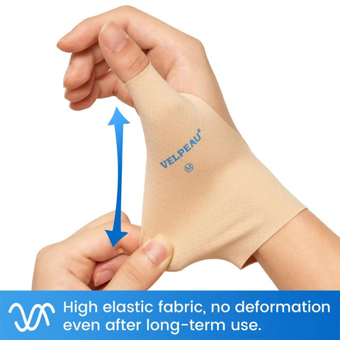 Elastic Thumb And Wrist Support Brace Pack Of 2 Splashproof Compression Sleeve for Arthritis Pain Tendonitis Sprains shown in use.
