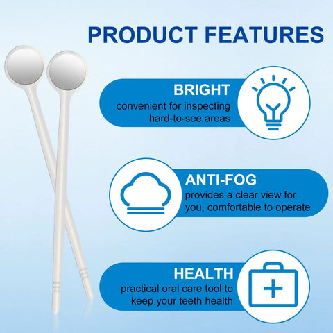 Pro Grade Dental Mouth Mirrors Pack Of 100 With Shiny Handles Anti Fog Intraoral Inspection Mirrors Individually Wrapped Ergonomic Angled Design For Easy Cheek Retraction Lightweight Clinic Quality, anti-fog dental mirrors