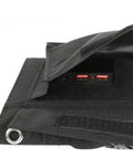Close-up of Tailgate Ready 120W Foldable Solar Panel Bag with USB and DC ports for charging outdoor devices.