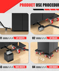 Four-step guide for using Heavy Duty Five Wheel Furniture Dollies Rocking 1500 Pound Capacity Industrial Carbon Steel Base.
