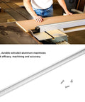 Pro Grade T-Slot Aluminum Alloy Track 11.81 Inch Slide Plate With Predrilled Mounting Holes For Woodworking Non-Porous Fixture Groove Guide Rail Straight Clamping Tool For Routers Band Saws Drill Press installed on a table saw jig