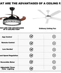 Comparison of Dope 42 Inch Retractable Ceiling Fan With Lights Remote App Control to ordinary ceiling fan with feature checklist