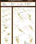 Diagram of Zeppelin Brass Mast Drop In Upgrade Set for Trumpeter No 05627 with 16 turned brass parts, 1 photo etch sheet.