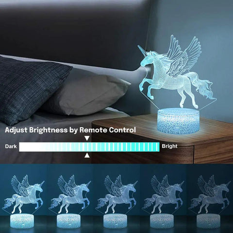 3D Unicorn Illusion Night Light With Remote Control, 16 Color Modes, Dope Desk Lamp For Kids And Girls, Flying Unicorn Visual Lamp, Perfect Birthday Gift And Home Decor