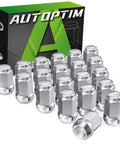 M12x1.5 Chrome Lug Nut Set 20Pcs Closed End, Three Quarter Inch Hex, 60 Degree Cone Seat, 1.38 Inch Length, in packaging