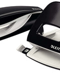 Two Hole Punch for 30 Sheets, Metal Office Workhorse With Guide Bar and Format Markings, Black NeXXt Range with stapler, ergonomic design