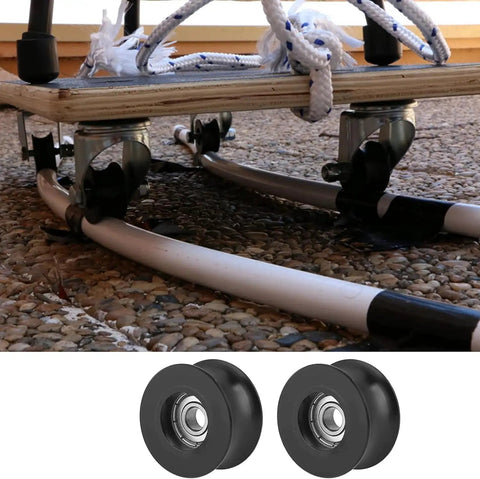 U Groove Nylon Guide Pulley Wheels Set 5 Pack 8x40x20mm Smooth Track Rollers For Furniture Hardware Sliding Doors Glass Panels Aluminum Doors Low Friction, shown under a sailboat