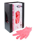 Universal Wall Mount Glove Dispenser And Tissue Box Holder Pack Of 6, showing pink latex glove box and loose pink glove