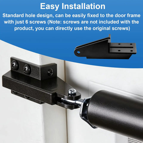 Rock Solid Door Jamb Replacement Bracket Compatible With Lanai Screen Enclosures attached to a door frame for easy installation.