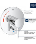 Concetto Soft One-Handle Bath and Shower Trim Kit in Brushed Nickel with StarLight Finish, minimalist design, metal lever