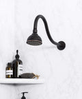 16 Inch Shower Head Extension Arm With High Arc Curve And Hook Design In Oil Rubbed Bronze, extends reach 16 inches on wall