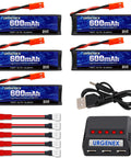 3.7V 600mAh LiPo Battery With JST Plug For UDI U817 U817A V959 V222 V929 RC Drones Quadcopters 1S Power Pack Includes X5 Charger 5 Pack