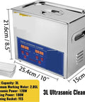 Compact 3 Liter Ultrasonic Cleaner Machine For Jewelry Glasses Tools And Dishes With Eco Friendly Sound Wave Technology Delivers Straight Up Hella Spotless Results Daily displayed with digital interface and cleaning basket.
