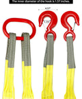 Heavy Duty Two Leg Bridle Web Sling With 4.92 Foot Length And 13227 Lb Capacity showing red hooks and gray stitched ends