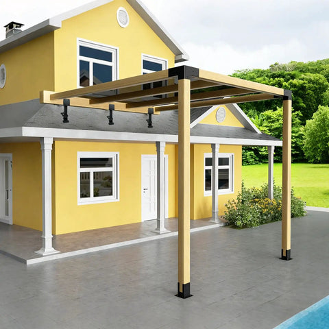 Beefed Up Heavy Duty Adjustable Patio Roof Riser Brackets Kit With Flexible U Shaped Saddle, Easy To Install For 4x4 And 4x6 Lumber, Pergola Roof Brackets For Porches Gazebos And Patios, Built To Last Roof Support