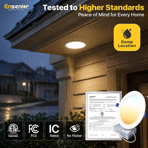 Four Pack 7 Inch Led Recessed Ceiling Lights With 5 Cct Switch For Hassle Free Setup Allows You To Pick The Exact Warmth Level Before Mounting Delivers Punchy 1600 Lumen Glow To Brighten Up Rooms Fast With Zero Guessing Needed