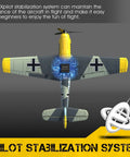Top view of the BF109 RC Airplane Ready To Fly With XPILOT Stabilization System showing stabilization system graphics.