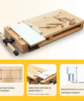 Heavy Duty Portable Woodworking Bench Vise With Adjustable Screw Handle For Hardwood Clamp On Workbench, showcasing robust clamps and stable board positioning.