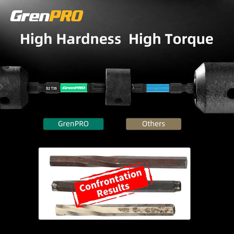 Comparison of GrenPRO S2 T35 bit with other bits. Torx Bit Set For Impact Drivers, 29-Piece Tamper-Proof Star Bits
