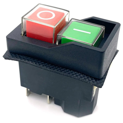 Heavy Duty 4 Pin Electromagnetic Switch 120V 16A Amps Plug And Play Start Stop Button control with red and green buttons.