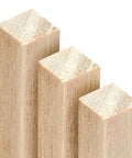 Close-up of Square Wood Dowels Quarter Inch by 12 Inch 25 Pack Unfinished Craft Sticks Smooth Cut for Model Building.