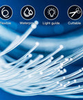 Close-up of 0.75mm Diameter PMMA Fiber Optic Cable Roll End Glow, 328ft Long For LED Star Ceiling Lights showing flexibility, waterproof and cuttable features