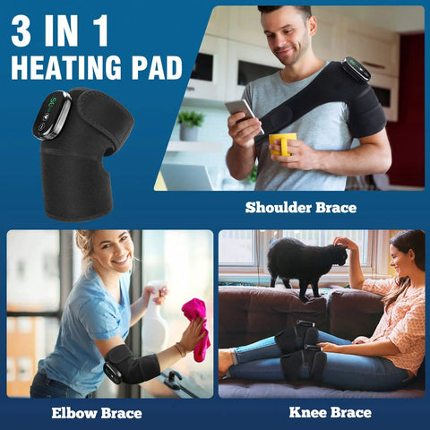 All In One Heated Massager With Heat And Vibration For Knees Shoulders Elbows And More shown for shoulder, elbow, and knee use