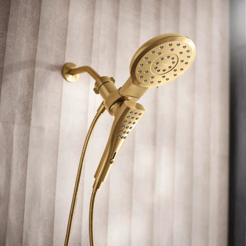 Next Level Bathroom Upgrade Featuring Brushed Gold Handheld And Rain Shower Head Combo With Infiniti Dial For Killer Flow Options Smooth As Butter Magnetix Docking Tech And Zero Hassle Daily Enjoyment
