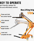 Heavy Duty Electric Pallet Stacker Lift 170cm Foldable Design 500-700kg Capacity Smooth Electro-Hydraulic Raise for safe operation.
